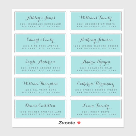 Chique kalligrafie huwelijksgast adreslabels sticker (Vel)