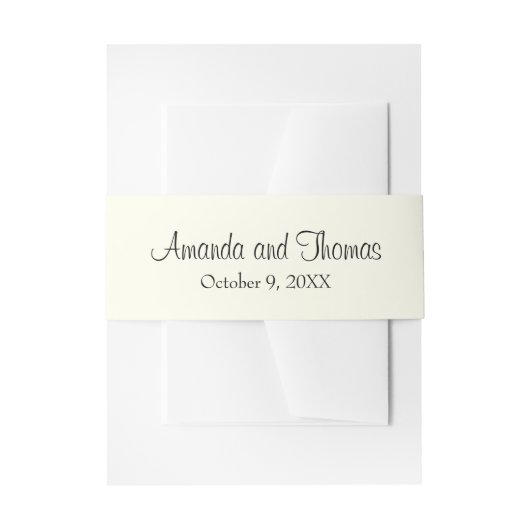Chique kalligrafie ivoren bruiloft uitnodigingen wikkel (Voorkant Voorbeeld)