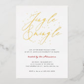 Chique kalligrafie Jingle & Mingle Kerstfeest Folie Uitnodiging (Voorkant)