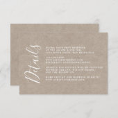 Chique kalligrafie Kraft papier bruiloft details Informatiekaartje (Voorkant / Achterkant)