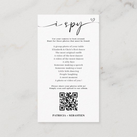 Chique kalligrafie legt de liefde QR-code vast Informatiekaartje (Achterkant)