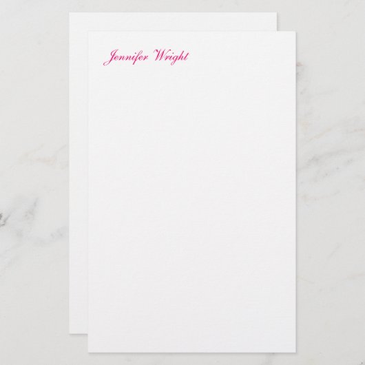 Chique kalligrafie minimalistisch aangepaste naam briefpapier (Voorkant / Achterkant)
