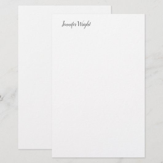 Chique kalligrafie minimalistische aangepaste naam briefpapier (Voorkant / Achterkant)