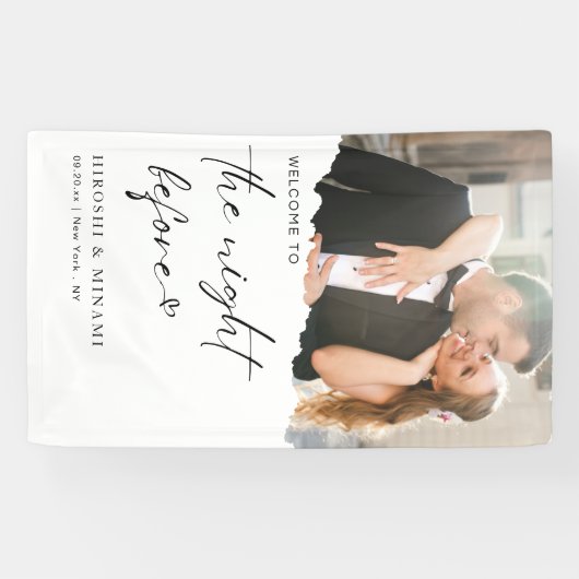 Chique kalligrafie moderne foto repetitie diner spandoek (Horizontaal)