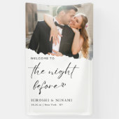 Chique kalligrafie moderne foto repetitie diner spandoek (Verticaal)