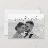 Chique kalligrafie monogram horizontale trouwfoto save the date (Voorkant)