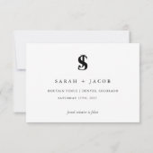 Chique kalligrafie monogram horizontale trouwfoto save the date (Achterkant)