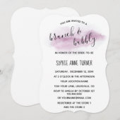 Chique kalligrafie Roze waterverf Brunch & bubbels Kaart (Voorkant / Achterkant)