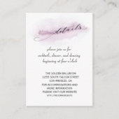 Chique kalligrafie Roze waterverf Huwelijksdetails Informatiekaartje (Voorkant)