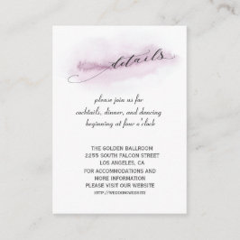 Chique kalligrafie Roze waterverf Huwelijksdetails Informatiekaartje