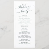 Chique kalligrafie Sage Groene Huwelijksceremonie Programmakaart (Achterkant)