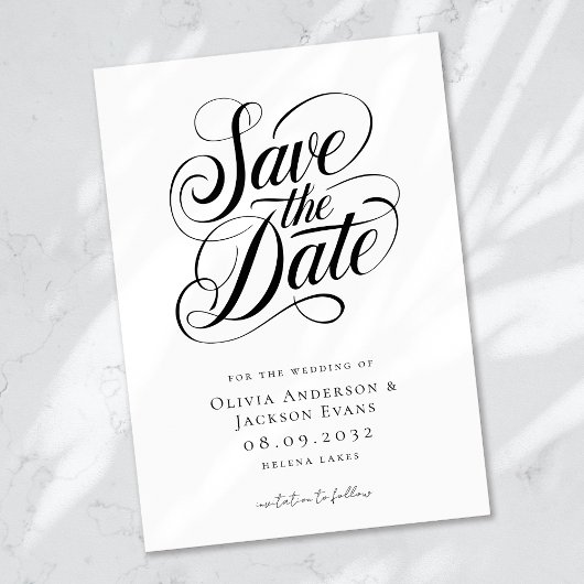 Chique kalligrafie script bruiloft save the date