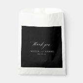 Chique kalligrafie script dank u zwarte bruiloft bedankzakje (Voorkant)