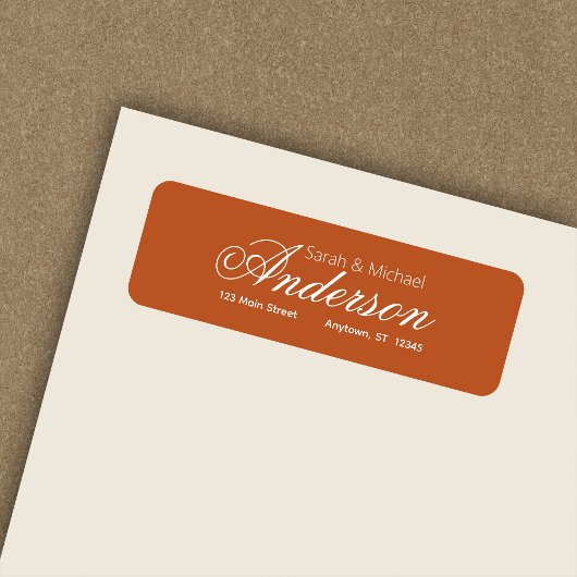 Chique kalligrafie script donker Oranje retour adr Etiket