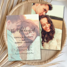 Chique kalligrafie script foto overlay bruiloft kaart