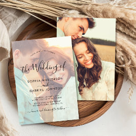 Chique kalligrafie script foto overlay bruiloft kaart