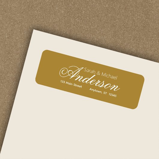 Chique kalligrafie script goud retour adres etiket