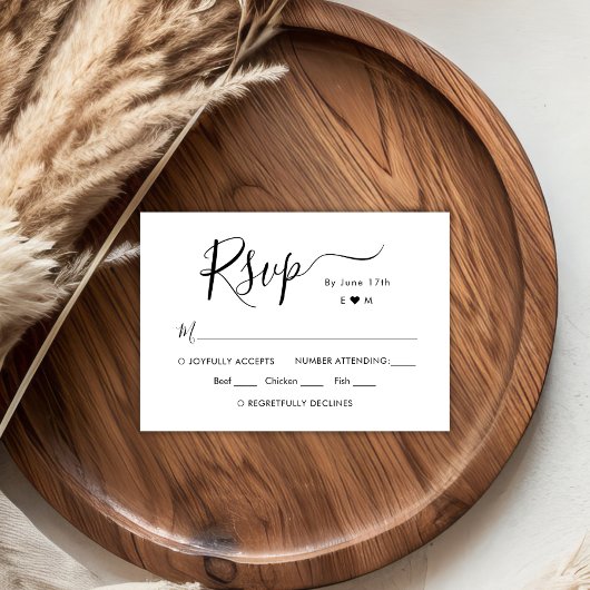 Chique kalligrafie script monogram trouw RSVP Kaartje