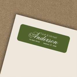 Chique kalligrafie script Olive groen retouradres Etiket
