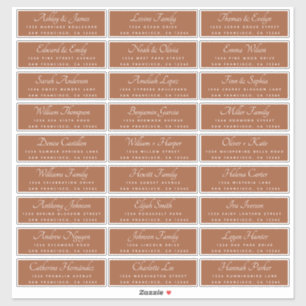 Chique kalligrafie terracotta adreslabels voor gas sticker