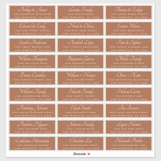 Chique kalligrafie terracotta adreslabels voor gas sticker (Vel)