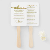 Chique kalligrafie trouwdag tijdlijn hand fan handwaaier (Voorkant en achterkant)