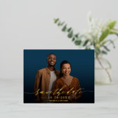 Chique kalligrafie trouwkaart Save The Date foto Folie Feestdagen Briefkaart (Staand Voorkant)