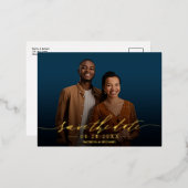 Chique kalligrafie trouwkaart Save The Date foto Folie Feestdagen Briefkaart (Voorkant / Achterkant)