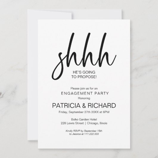 Chique kalligrafie Verrassingsverlovingsfeest Kaart (Voorkant)