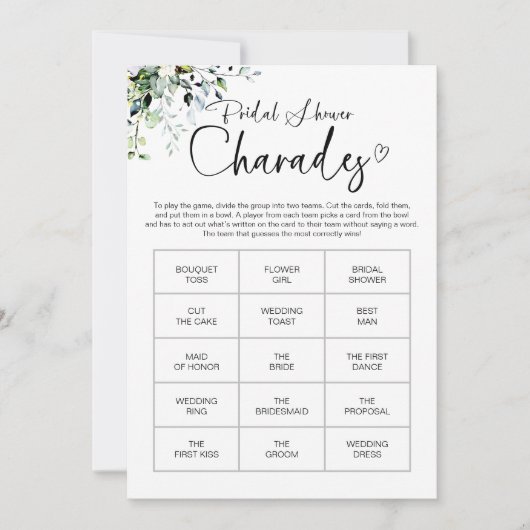 Chique kalligrafie Vrijgezellenfeest Charades spel Kaart (Voorkant)