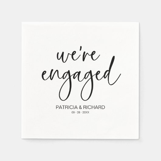Chique kalligrafie We zijn verloofd Verloving Fees Servet (Voorkant)