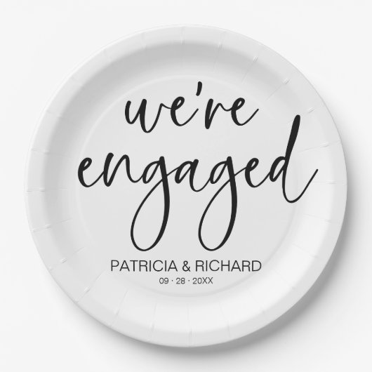 Chique kalligrafie We zijn verloofd verlovingsfees Papieren Bordje (Voorkant)