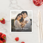 Chique kalligrafie witte overlay tekst foto bruilo servet (Insitu)