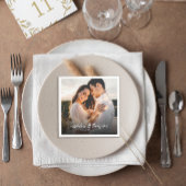 Chique kalligrafie witte overlay tekst foto bruilo servet