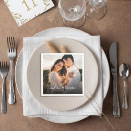 Chique kalligrafie witte overlay tekst foto bruilo servet