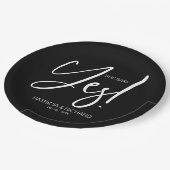 Chique kalligrafie ze zei ja verlovingsfeest papieren bordje (Gekanteld)