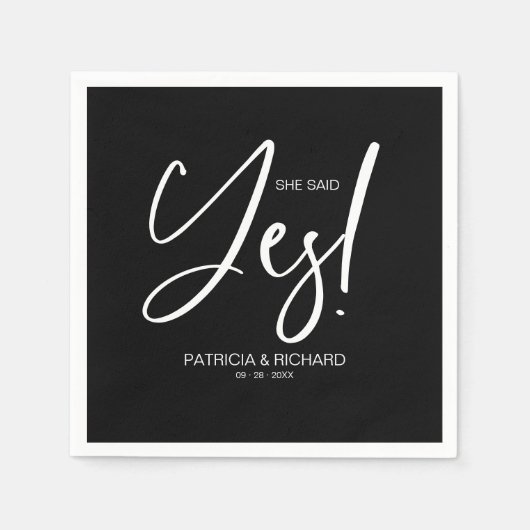 Chique kalligrafie ze zei ja verlovingsfeest servet (Voorkant)