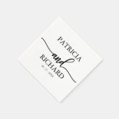 Chique kalligrafie zwart-wit bruiloft servet (Hoek)