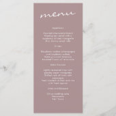 Chique Kaneel en Stof Roze Minimalistische Trouwda Menu (Voorkant)