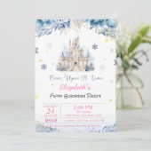 Chique Kasteel Blauwe Bloemen Prinses Sprookje Kaart (Staand voorkant)