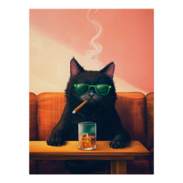 Chique kat drinkt whiskey perfect poster