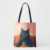 Chique kat drinkt whiskey tote bag (Voorkant)