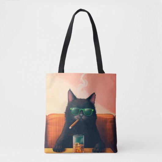 Chique kat drinkt whiskey tote bag (Voorkant)