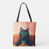 Chique kat drinkt whiskey tote bag (Achterkant)
