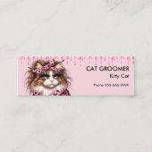Chique kat groomer sitter roze glitter druppelen mini visitekaartje (Voorkant)