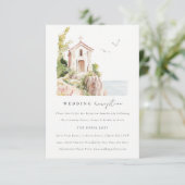 Chique Katholieke Waterverf Kerk Huwelijksreceptie Informatiekaartje (Staand voorkant)