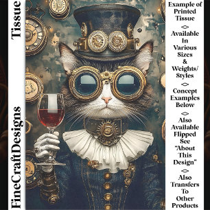 Chique Kattenkoningin Toasting, Rode Wijn AH7 Déco Tissuepapier
