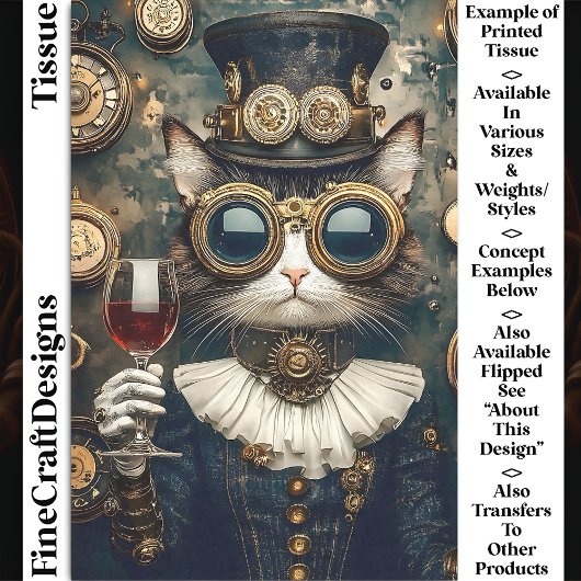 Chique Kattenkoningin Toasting, Rode Wijn AH7 Déco Tissuepapier