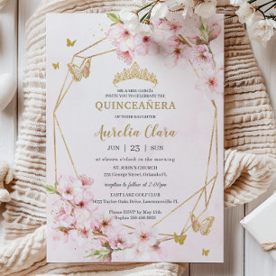 Chique Kersenbloesem Bloemige Quinceañera Sweet 16 Kaart