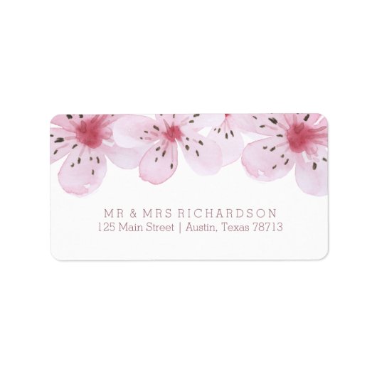 Chique kersenbloesems bruiloft etiket (Voorkant)